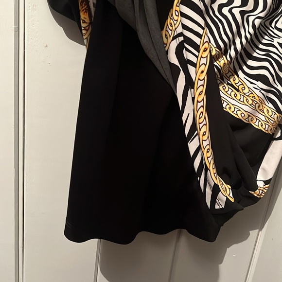 Frank Lyman Midi Dress Lined Black Animal Print Chain Stretchy Women’s Size 14 - Picture 5 of 5